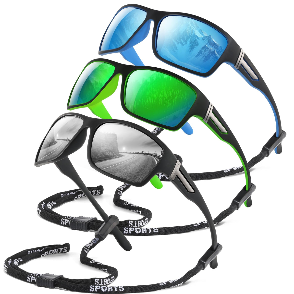 Polarized Wraparound Sports Sunglasses – 3 Pack