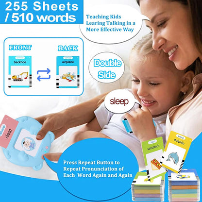 510 Words Talking Flash Cards for Toddlers Age 1 2 3 4 5 British English Accent Speech Therapy Toys for 2 Year Old Boys Girls Educational Audible Flashcard Device UK Kids Sight Words Talking Flashcard