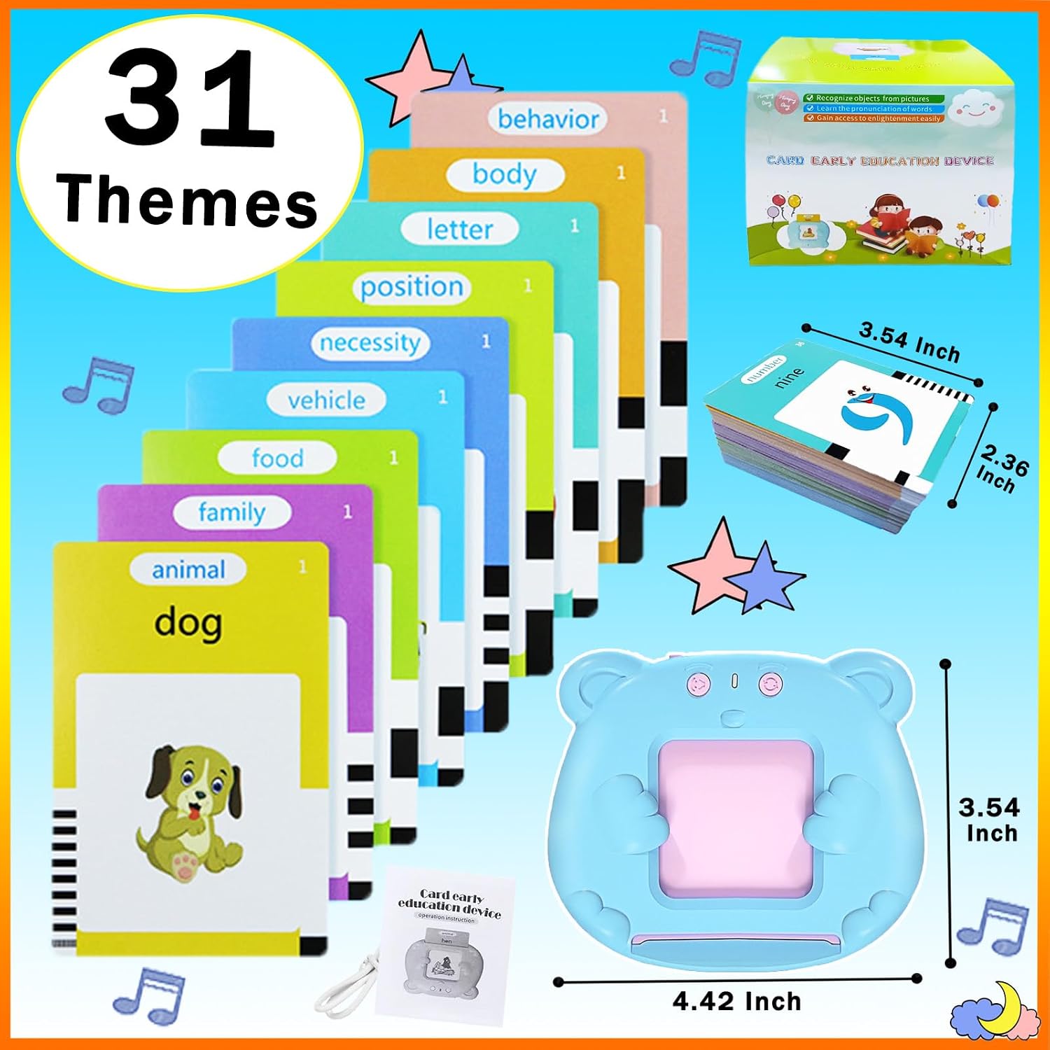510 Words Talking Flash Cards for Toddlers Age 1 2 3 4 5 British English Accent Speech Therapy Toys for 2 Year Old Boys Girls Educational Audible Flashcard Device UK Kids Sight Words Talking Flashcard