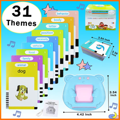 510 Words Talking Flash Cards for Toddlers Age 1 2 3 4 5 British English Accent Speech Therapy Toys for 2 Year Old Boys Girls Educational Audible Flashcard Device UK Kids Sight Words Talking Flashcard