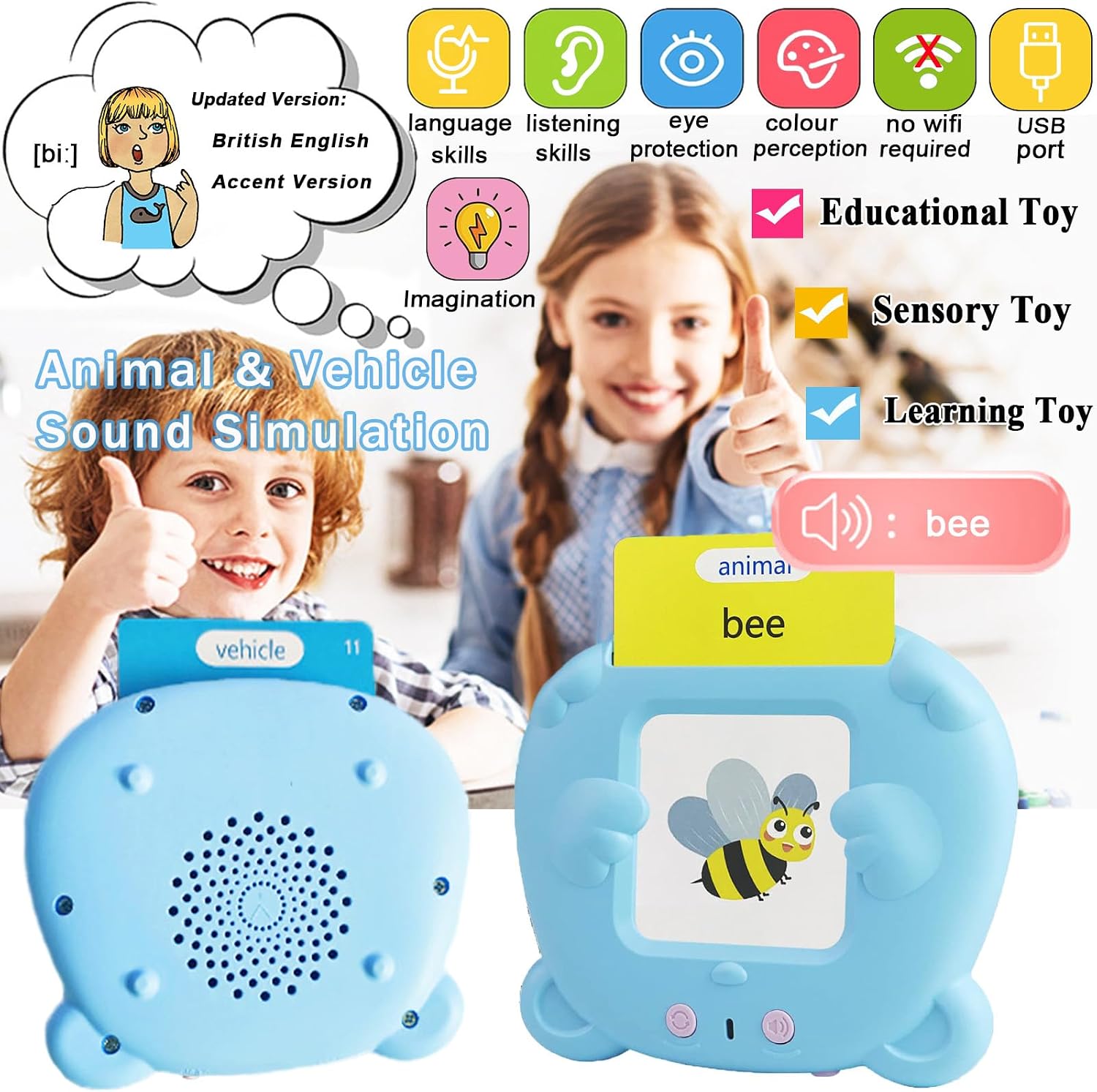 510 Words Talking Flash Cards for Toddlers Age 1 2 3 4 5 British English Accent Speech Therapy Toys for 2 Year Old Boys Girls Educational Audible Flashcard Device UK Kids Sight Words Talking Flashcard