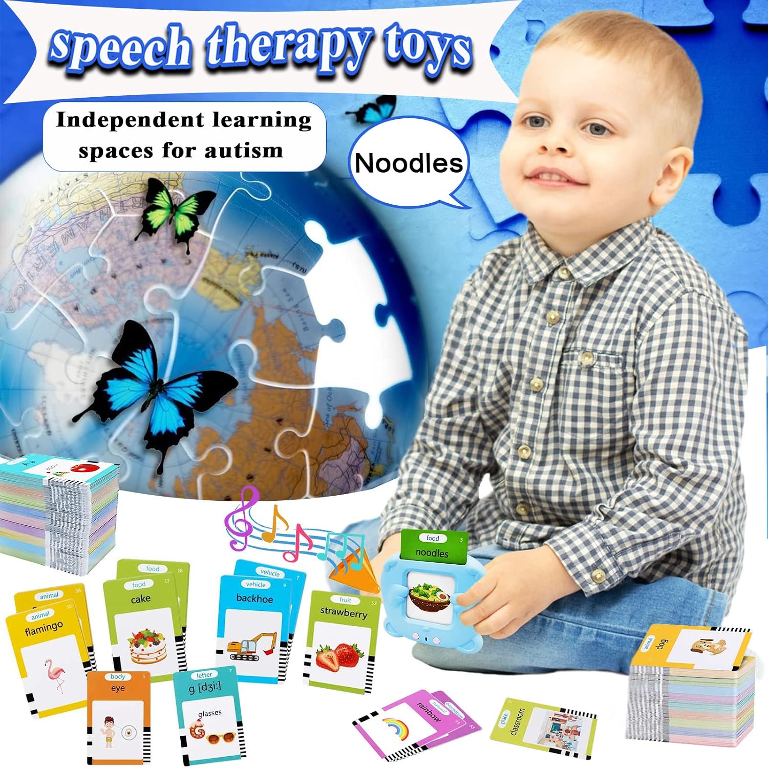 510 Words Talking Flash Cards for Toddlers Age 1 2 3 4 5 British English Accent Speech Therapy Toys for 2 Year Old Boys Girls Educational Audible Flashcard Device UK Kids Sight Words Talking Flashcard