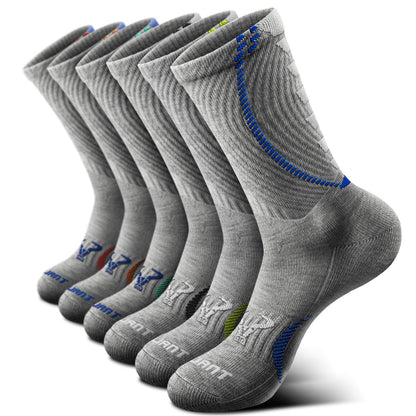 Men's Cushioned Compression Crew Socks – 6 Pairs